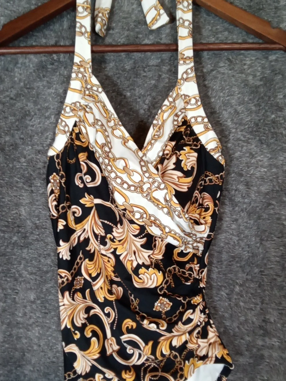 Carmen Marc Valvo Swim Sense Filigree Status Prin5 Surplice One Piece Sz 8